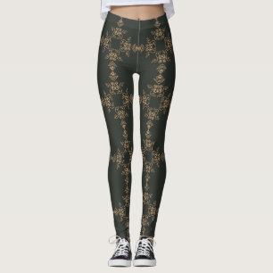 Legging Caneleiras detalhadas do ornamentado Dourado