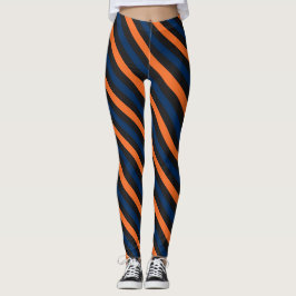 Legging Caneleiras diagonais pequenas azuis e alaranjadas