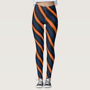 Legging Caneleiras diagonais pequenas azuis e alaranjadas