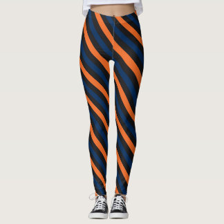 Legging Caneleiras diagonais pequenas azuis e alaranjadas