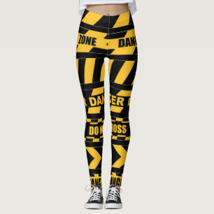 Legging Caneleiras do design da fita do cuidado da zona de