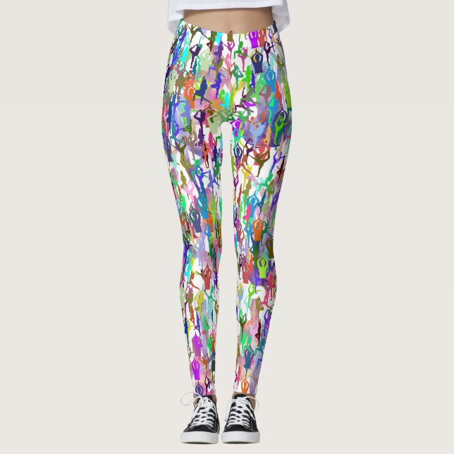 Legging Caneleiras do design das poses da ioga (Frente)