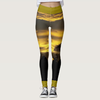 LEGGING CANELEIRAS DO DESIGN DO SOL DO CREPÚSCULO DE CHO