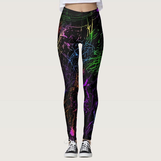 Legging Caneleiras do design do Splatter (Frente)