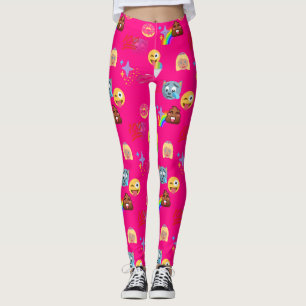 Legging caneleiras do emoji do rosa quente