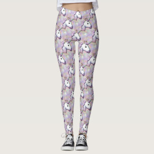 Legging caneleiras do emoji do unicórnio do holograma