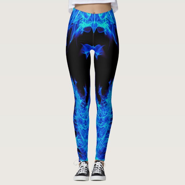 Legging Caneleiras do fogo da chama azul (Frente)