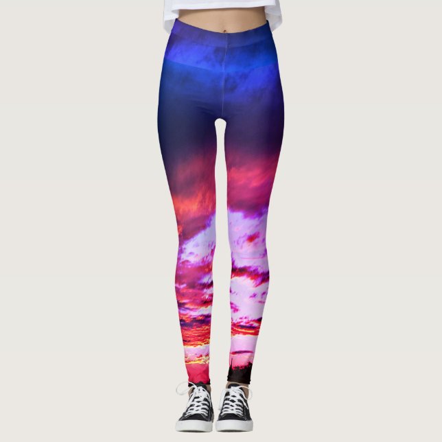 Legging Caneleiras do funcionamento do por do sol (Frente)