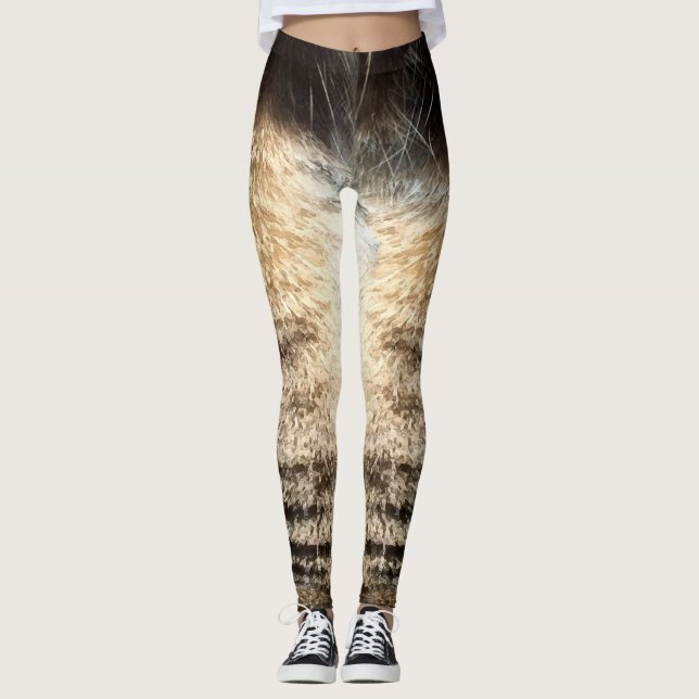 Legging Caneleiras do gato de gato malhado (Frente)