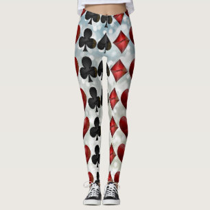 Legging Caneleiras do impressão do terno do cartão de jo