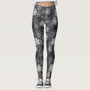 Legging Caneleiras do impressão do teste padrão do floco