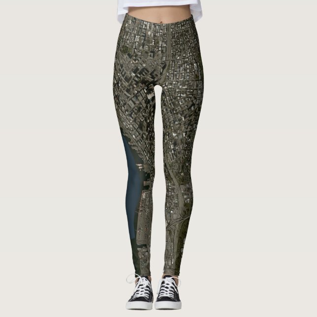 Legging Caneleiras do mapa de Seattle Sat (Frente)