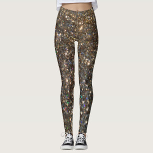Legging Caneleiras do ouro do brilho do Glitz!