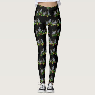 Legging Caneleiras do partido do papagaio do cinza