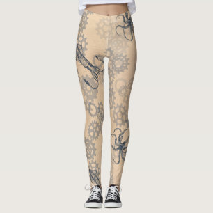 Legging caneleiras do polvo do steampunk