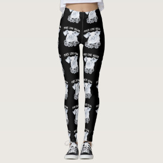 Legging Caneleiras do porco do Vegan do amor da paz
