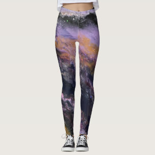 Legging Caneleiras do preto, da lavanda & do pêssego -