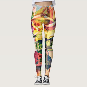 Legging Caneleiras do rosa amarelo do Mah Jongg