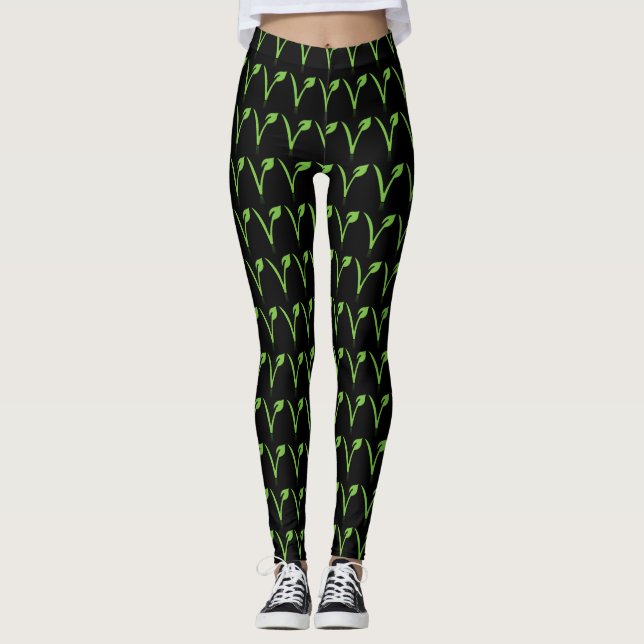 Legging Caneleiras do símbolo do Vegan (Frente)