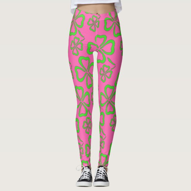 Legging Caneleiras do trevo do dia de St Patrick (Frente)