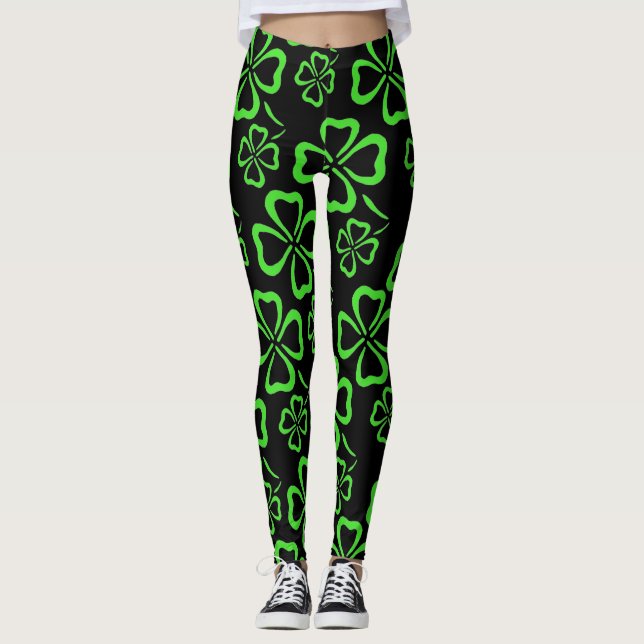 Legging Caneleiras do trevo do dia de St Patrick (Frente)