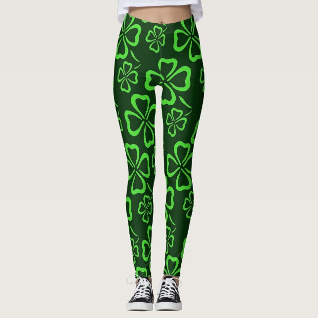 Legging Caneleiras do trevo do dia de St Patrick (Frente)