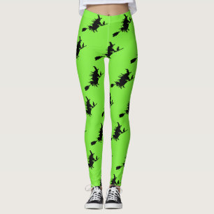 Legging Caneleiras do verde limão da bruxa do vôo