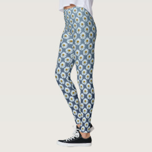 Legging Caneleiras do Wildflower da margarida branca das