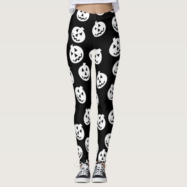 Legging Caneleiras dos confetes de Jack O'Lantern (Frente)