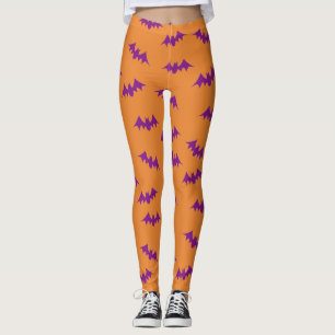 Legging Caneleiras dos confetes do bastão roxas/laranja