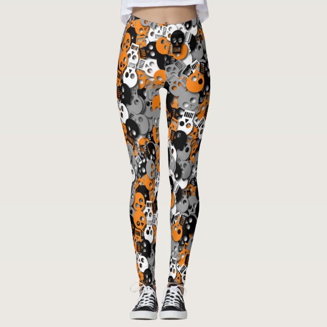 Legging Caneleiras dos confetes do crânio - multi (Frente)