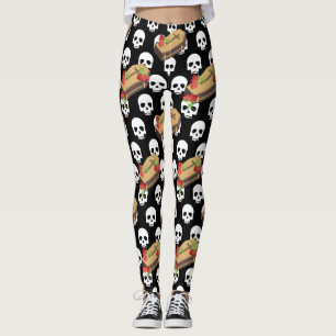 Legging caneleiras dos emojis do caixão do crânio