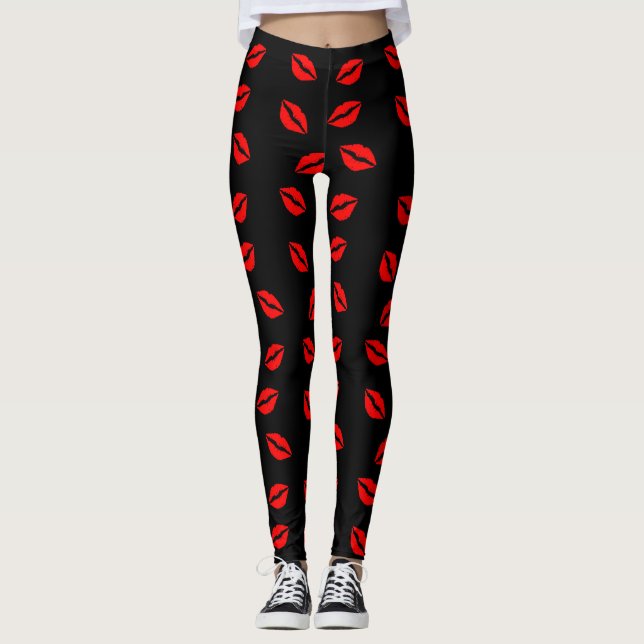 Legging Caneleiras dos lábios de Kissy (Frente)