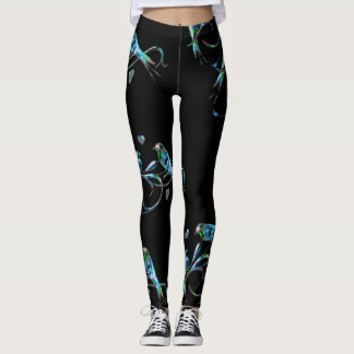 Legging Caneleiras dos pássaros do amor no preto
