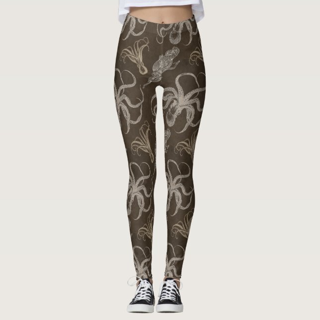 Legging caneleiras dos polvo do steampunk (Frente)