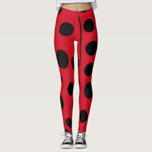 Legging Caneleiras dos pontos vermelhos e pretos do