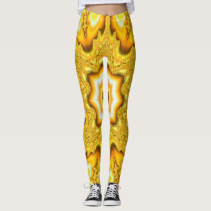 Legging Caneleiras Dourados do Fractal da estrela