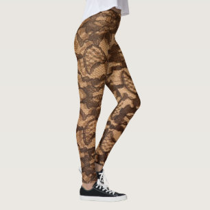 Legging Caneleiras Dressy bonitas da ioga de Brown do