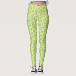 Legging Caneleiras - espirais frisadas na luz - verde