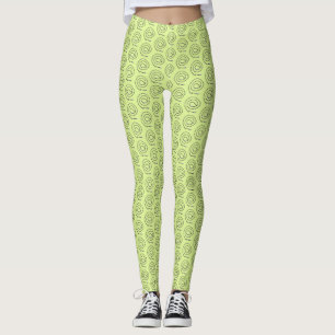 Legging Caneleiras - espirais frisadas na luz - verde