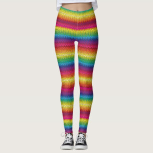Legging Caneleiras feitas malha coloridas do efeito do