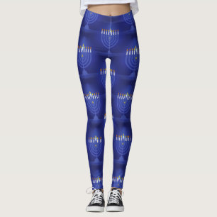 Legging caneleiras felizes azuis de hanukkah