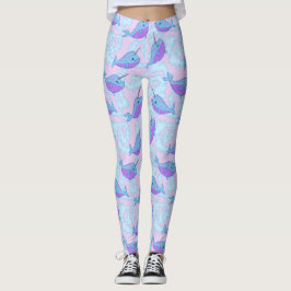 Legging Caneleiras felizes do teste padrão de Narwhal