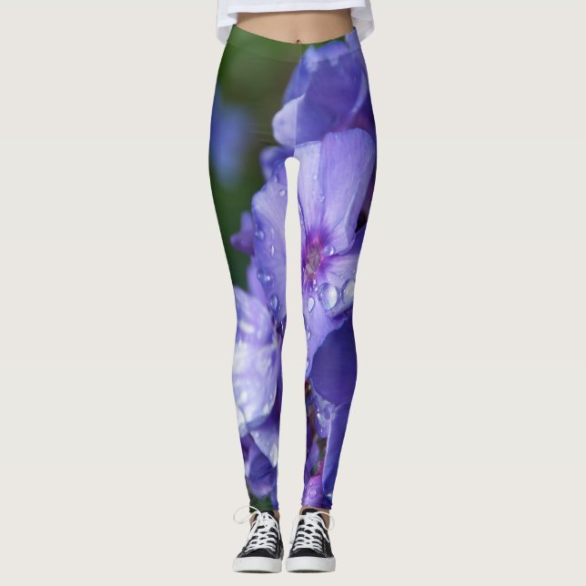 Legging caneleiras flor violeta com orvalhar da manhã (Frente)