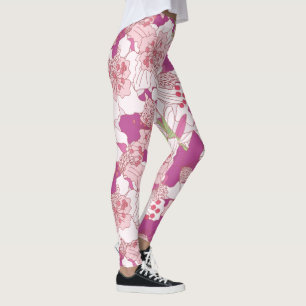 Legging Caneleiras florais cor-de-rosa do rododendro