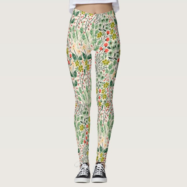 Legging Caneleiras florais da ioga (Frente)