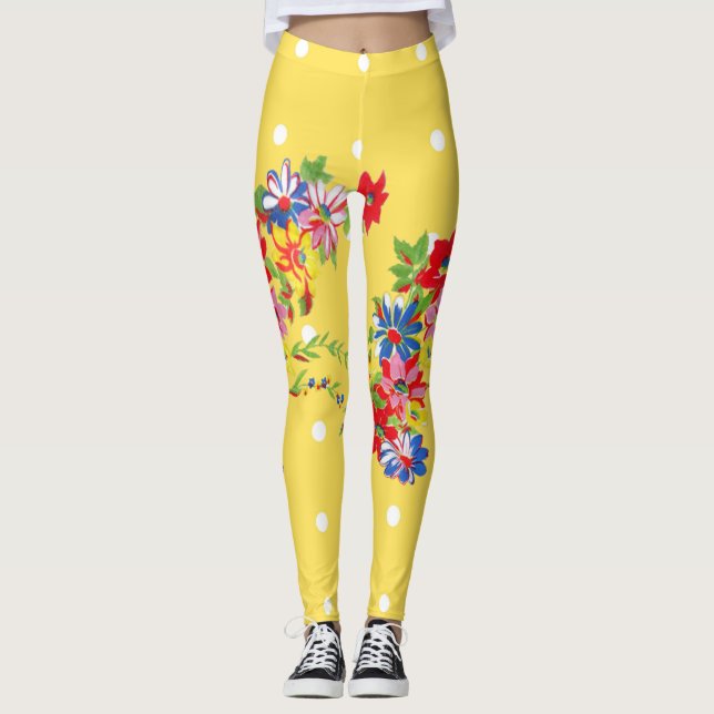 Legging Caneleiras florais do vintage (Frente)