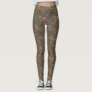 Legging Caneleiras florais esboçado de Brown