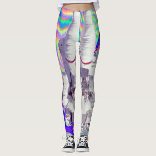Legging Caneleiras iridescentes holográficas do espaço do