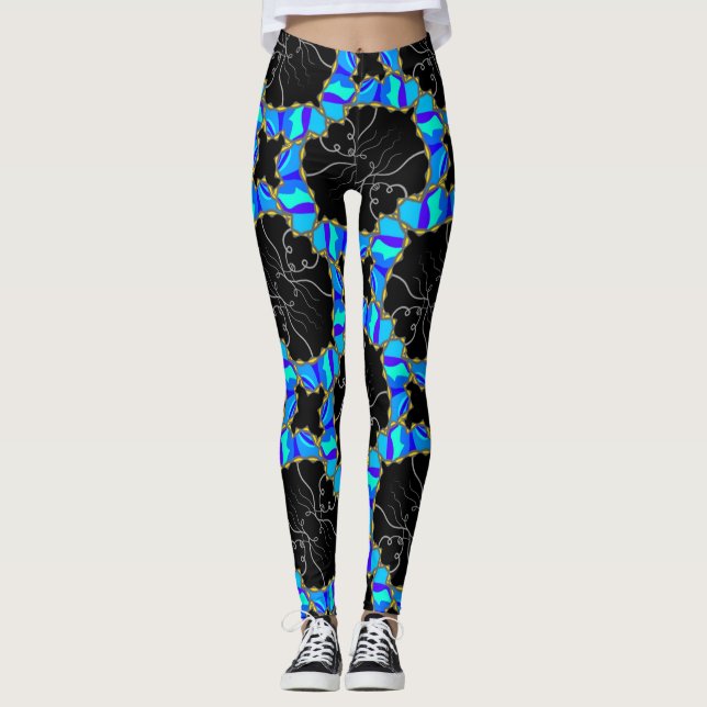 Legging Caneleiras JImette Desenho azul e preto (Frente)